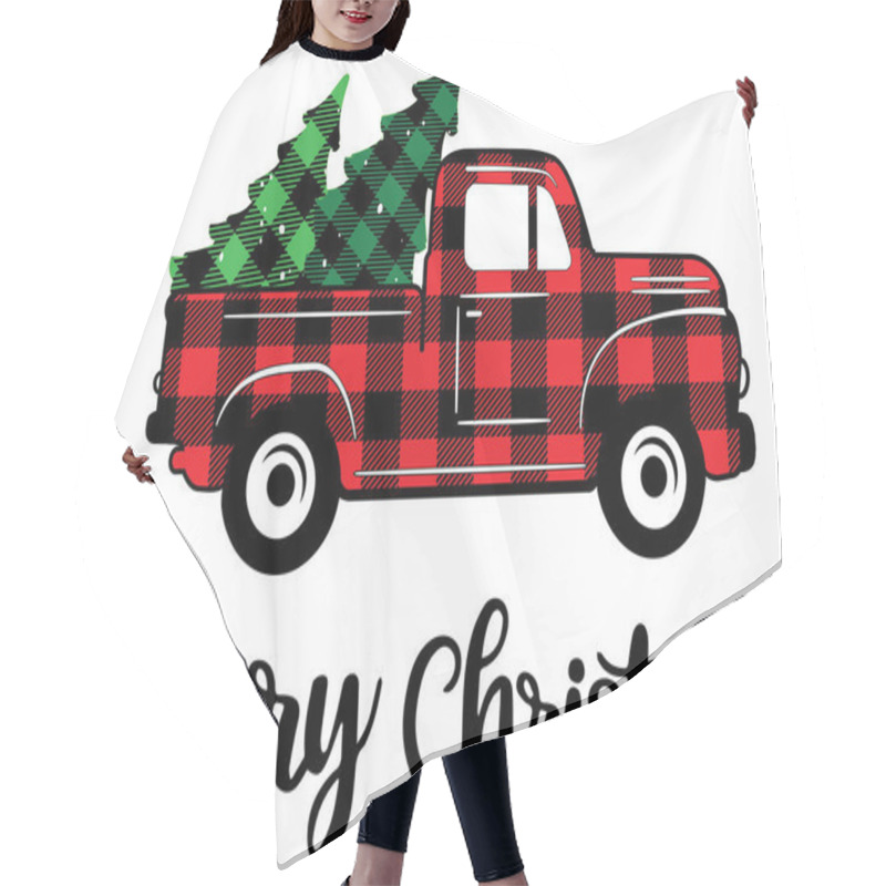 Personality  Truck Christmas 1 Vector, Santa Vector, Merry Christmas Vector, Holiday Vector Files Hair Cutting Cape