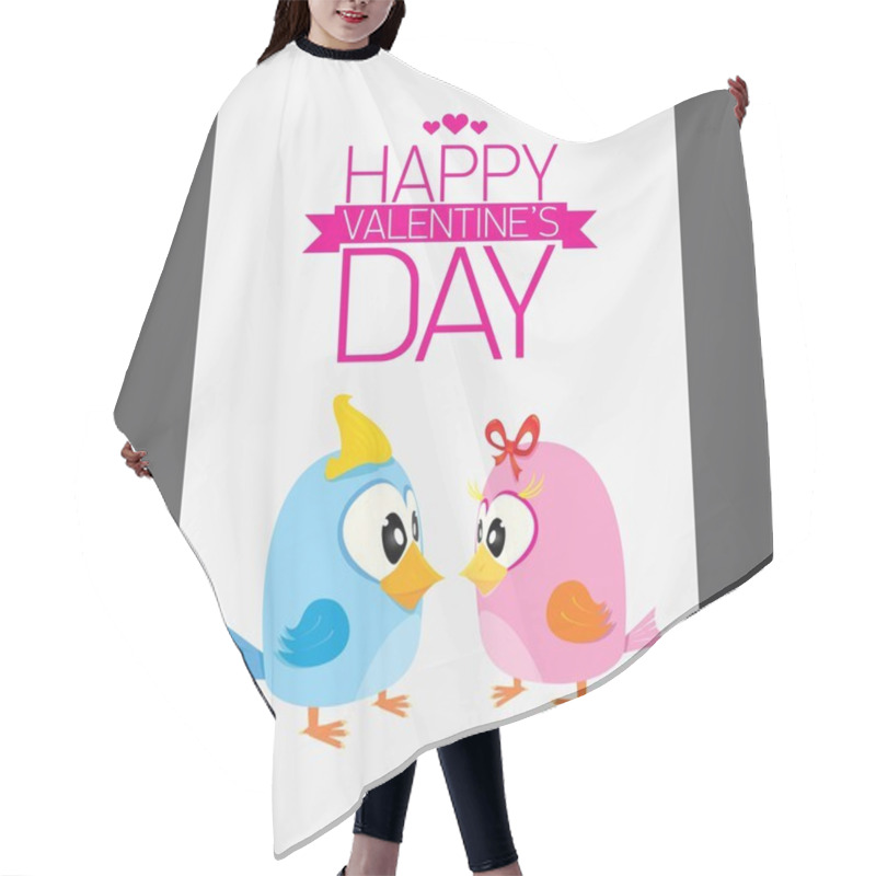 Personality  Valentine Day Beautiful Card With Couple Birds Hair Cutting Cape