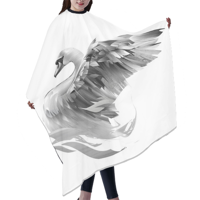 Personality  Painted Swan On A White Background Flaps Its Wings Hair Cutting Cape