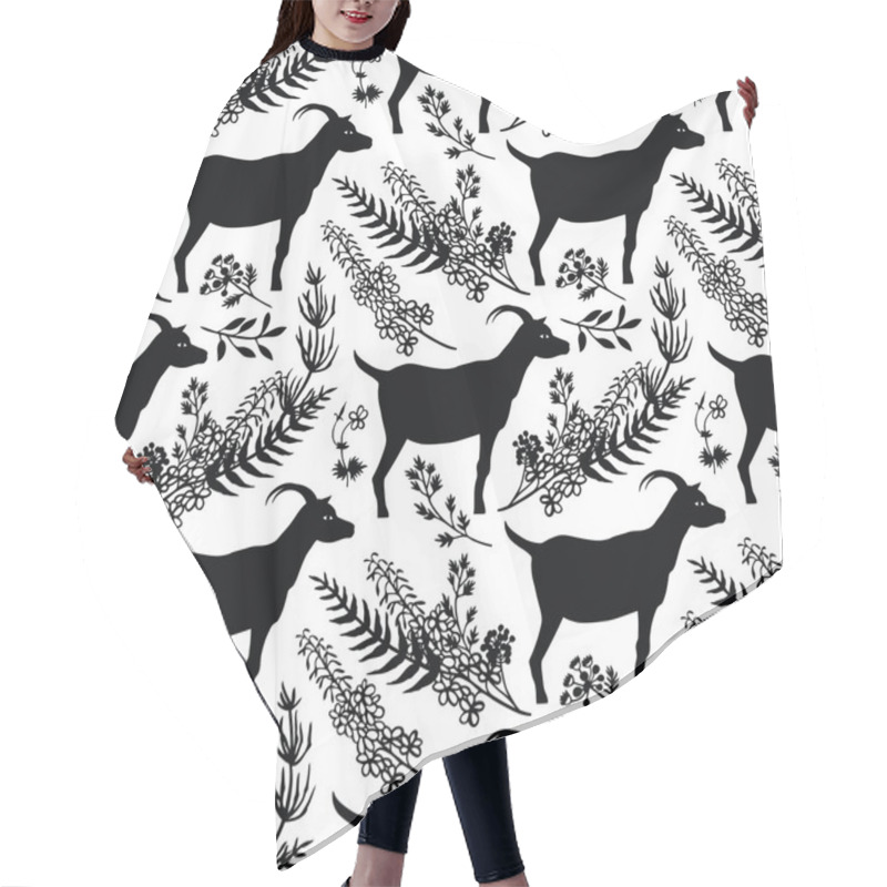 Personality  Goats And Blooming Meadow Seamless Background Hair Cutting Cape