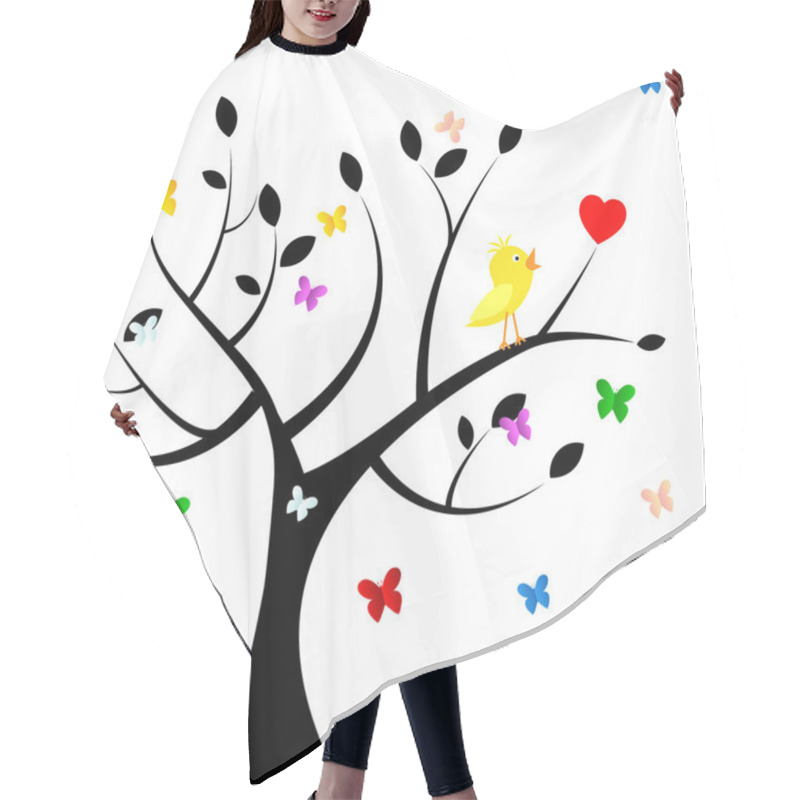 Personality  Birds Tree Indicates Heart Shape And Environment Hair Cutting Cape