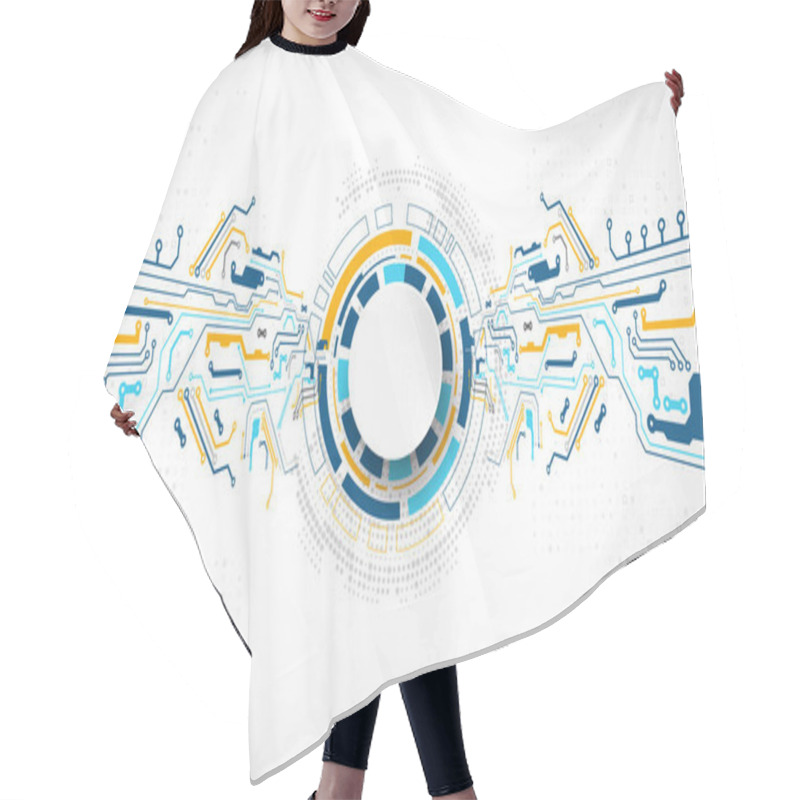 Personality  Vector Illustration, Hi-tech Digital Technology And Engineering Theme Hair Cutting Cape