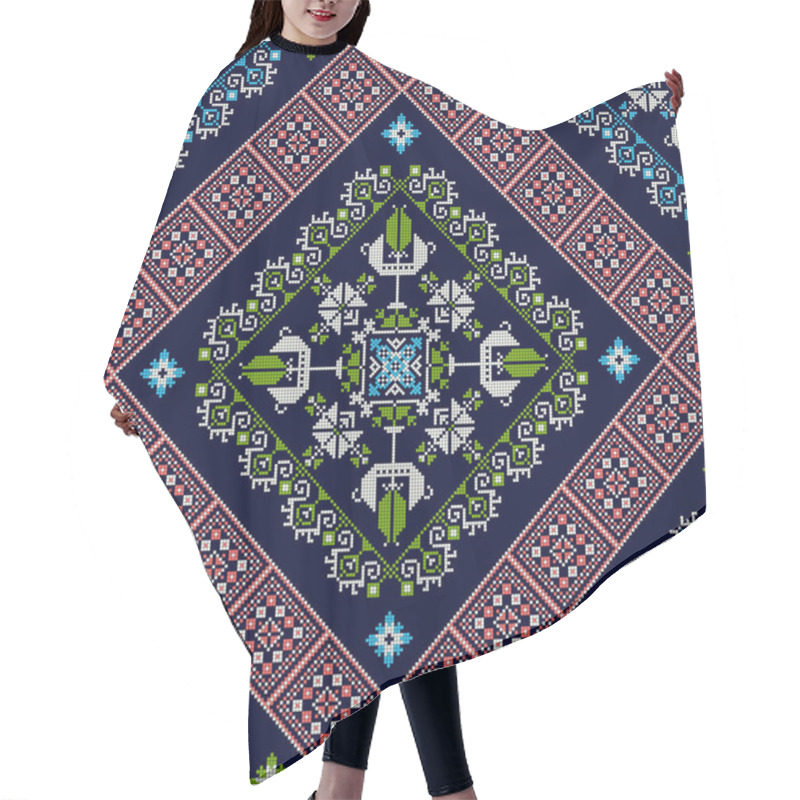 Personality  Romanian Vector Pattern Inspired From Traditional Embroidery Hair Cutting Cape