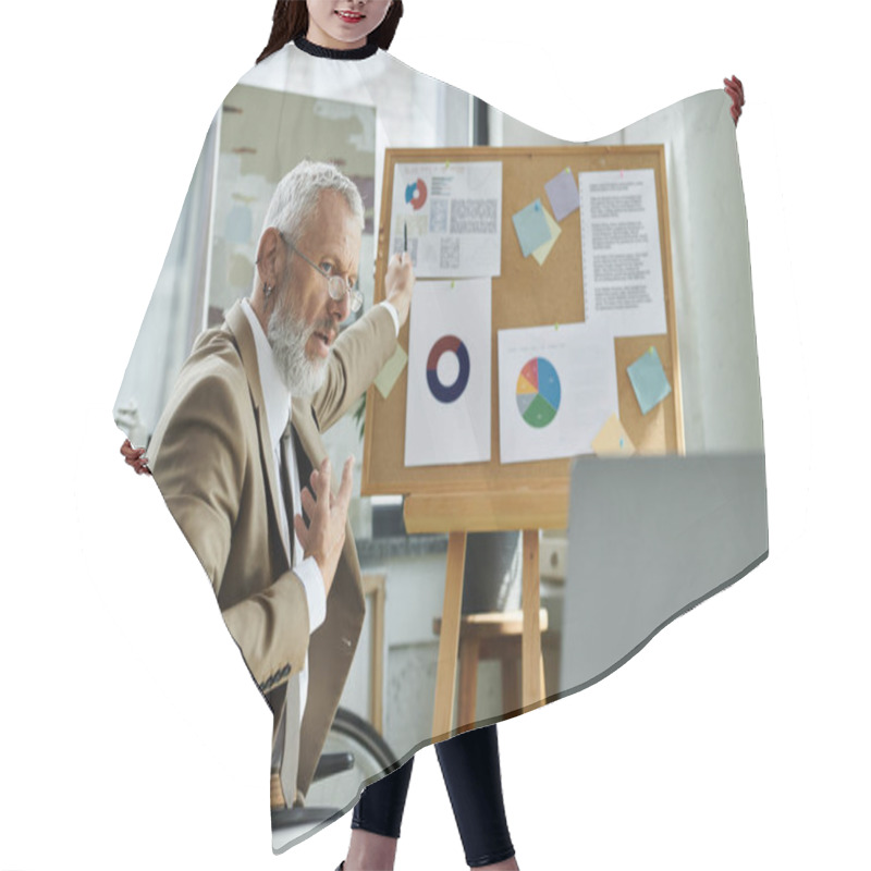 Personality  An Enthusiastic Teacher Gestures Towards A Chart On A Whiteboard While Conducting An Online Lesson Hair Cutting Cape