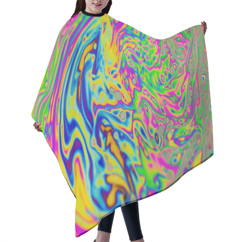 Personality  Close Up Soap Bubble Background. Psychedelic Abstract Background Hair Cutting Cape