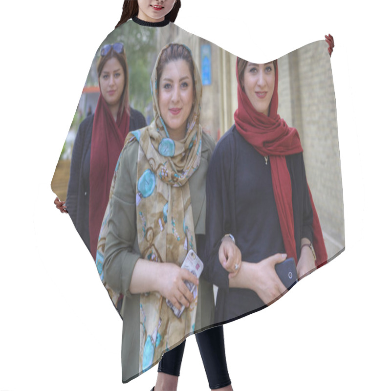 Personality  Modern Young Iranian Women Wearing Hijabs, Shiraz, Iran. Hair Cutting Cape