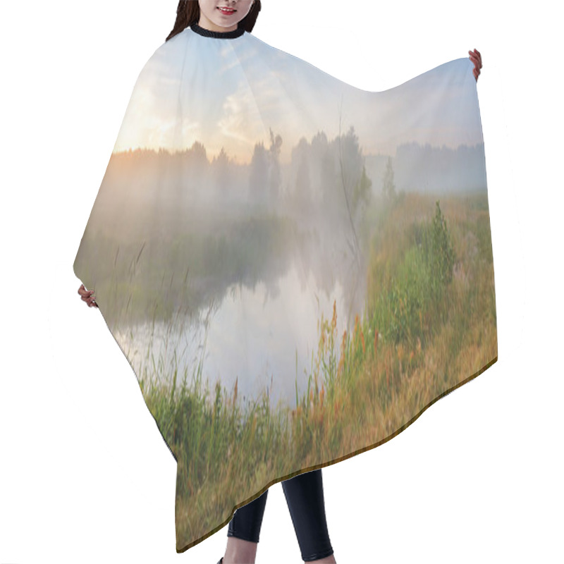 Personality  Summer Misty Sunrise On The River. Foggy River In The Morning. P Hair Cutting Cape