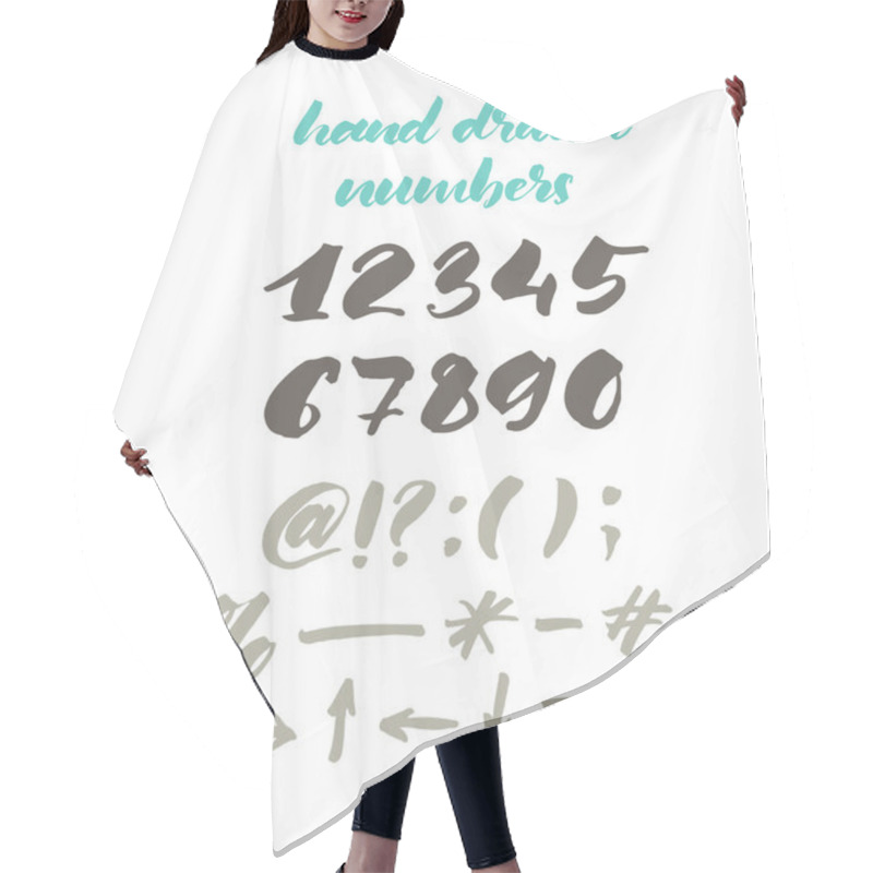 Personality  Hand Drawn Vector Numbers. Hair Cutting Cape