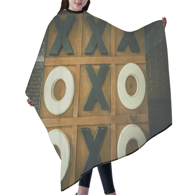 Personality  Wooden Tic Tac Toe Game Board Close Up Hair Cutting Cape