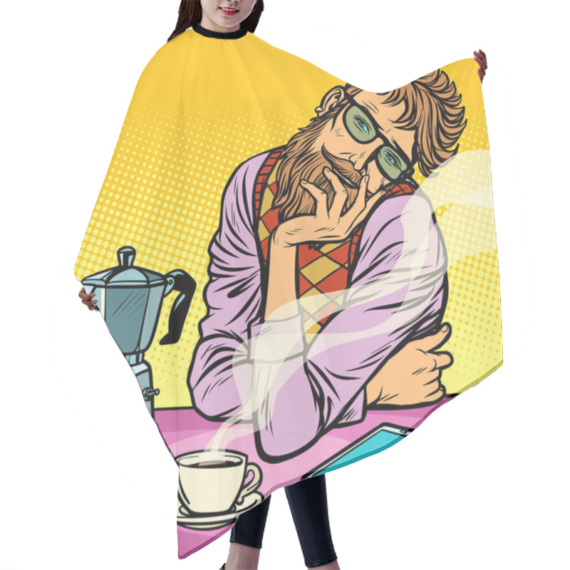 Personality  Hipster Man Morning Coffee Hair Cutting Cape