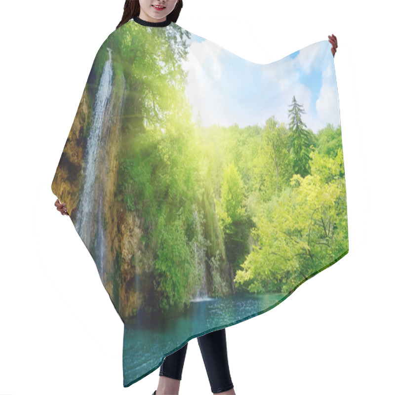 Personality  Waterfalls In Deep Forest Hair Cutting Cape