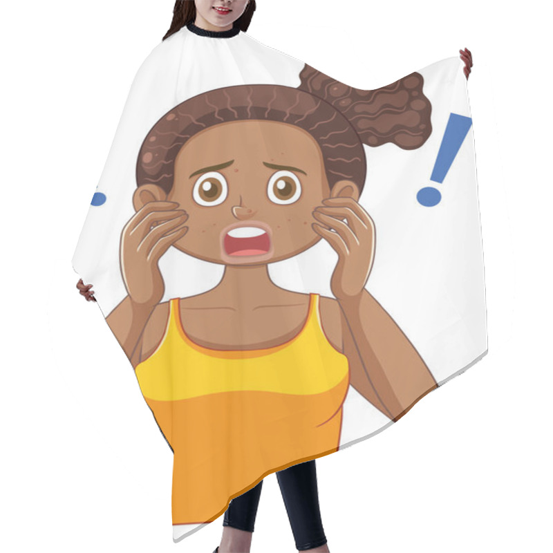 Personality  Teen Girl With Acne On Face Illustration Hair Cutting Cape