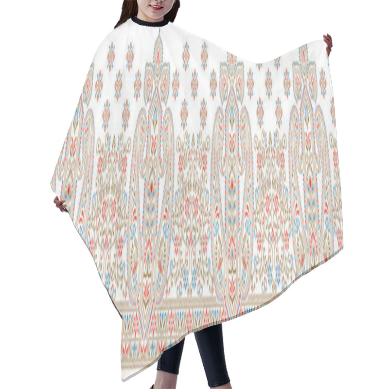 Personality  Seamless Brown Paisley Border On White Background With Traditional Asian Design Elements Hair Cutting Cape