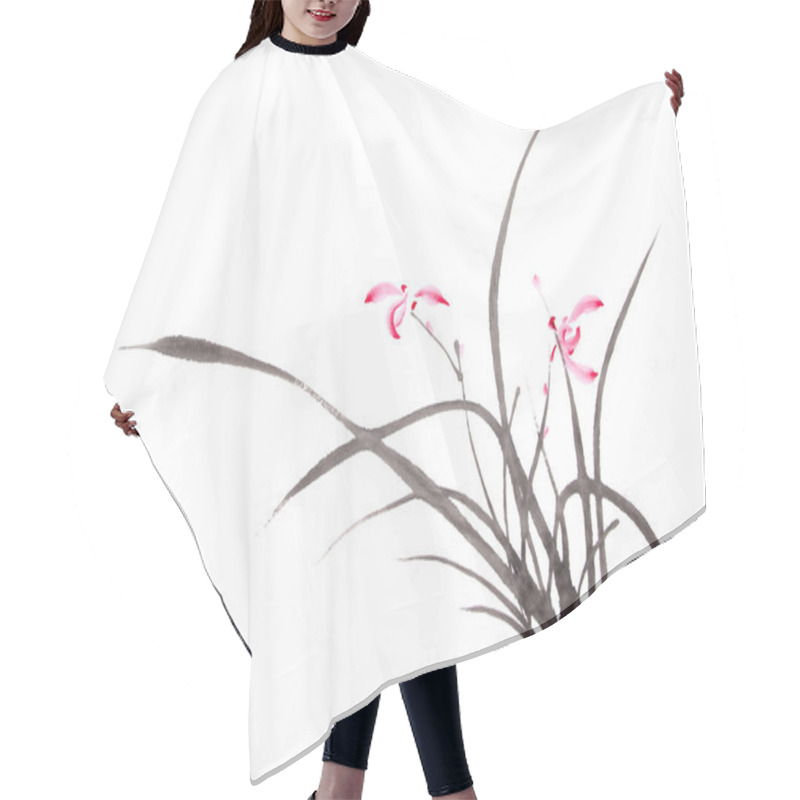 Personality  Ink Orchid Drawing Hair Cutting Cape