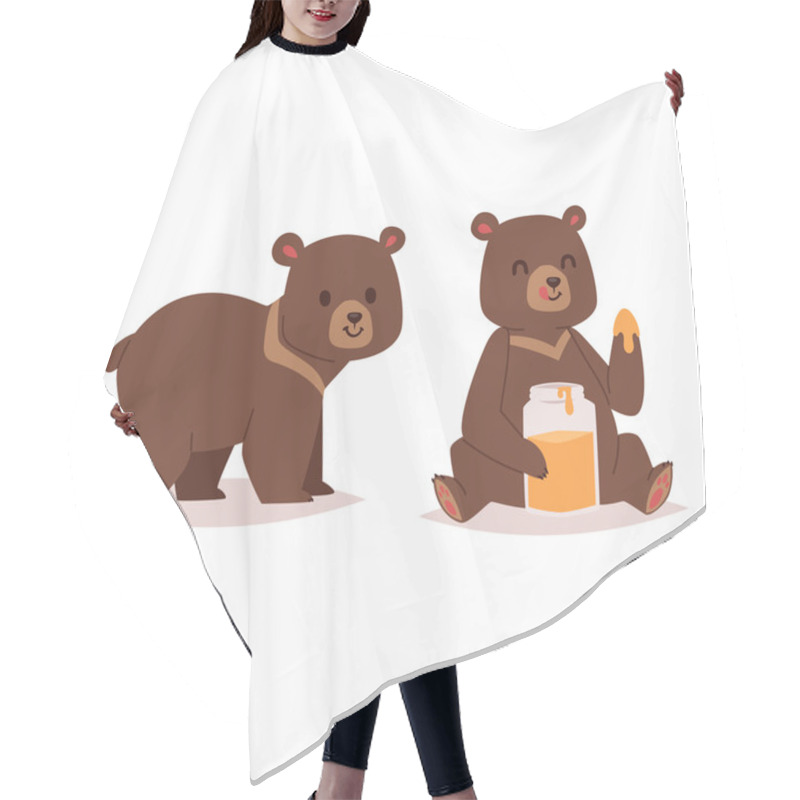 Personality  Cartoon Bear Vector Haracter Hair Cutting Cape