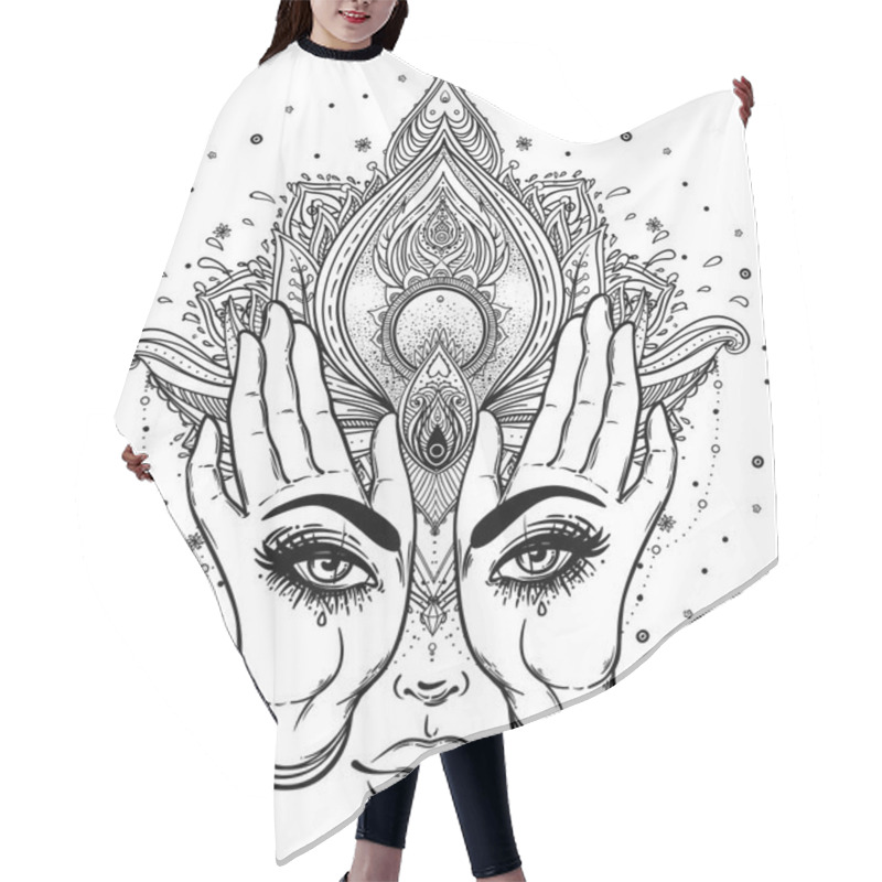 Personality  Mysterious Creature With Eyes On The Hands Over Vector Ornamenta Hair Cutting Cape