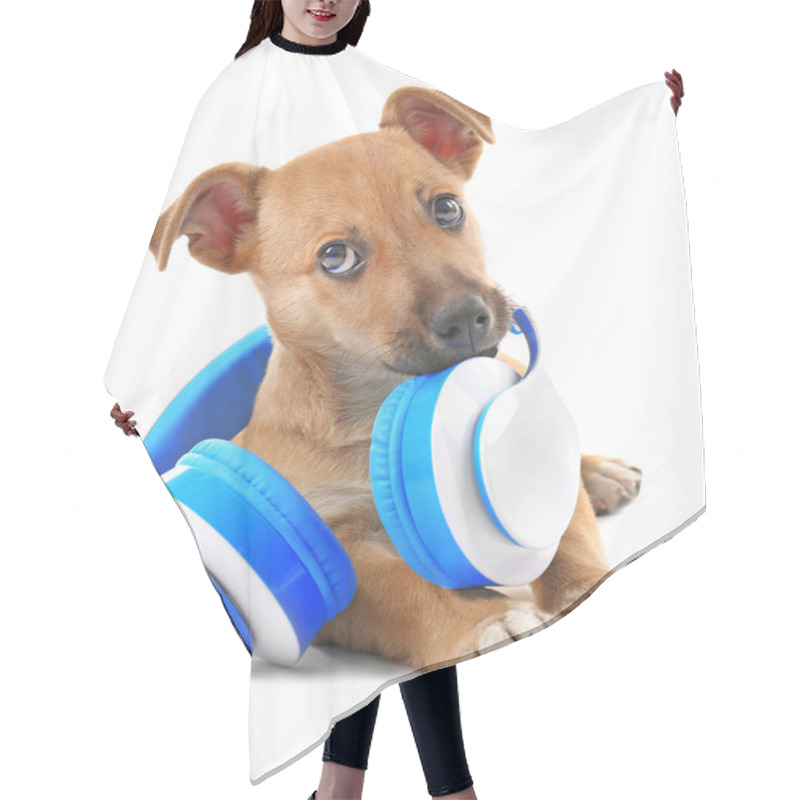 Personality  Puppy Playing With Headphones  Hair Cutting Cape