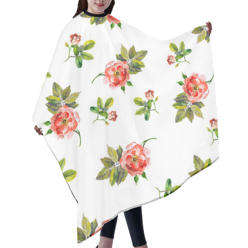 Personality  Seamless Backdrop With Pink Flowers Of Dog Rose Hair Cutting Cape