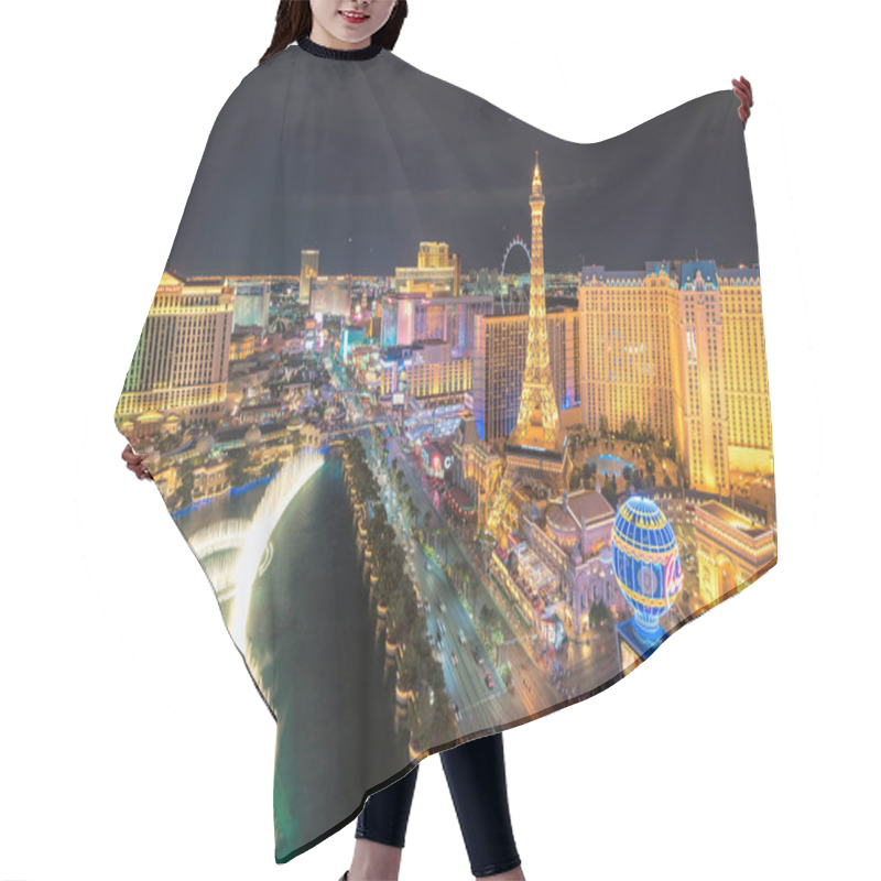 Personality  Aerial View Of Las Vegas Strip At Night  Hair Cutting Cape