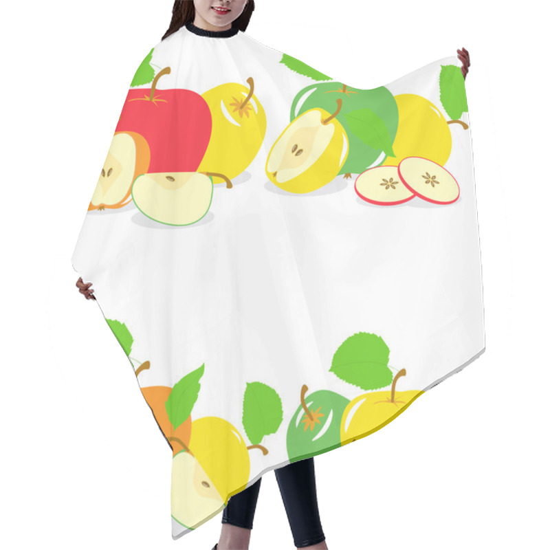 Personality  Green And Red Apples Slices, Collection Of Vector Illustrations On A Transparent Background Hair Cutting Cape