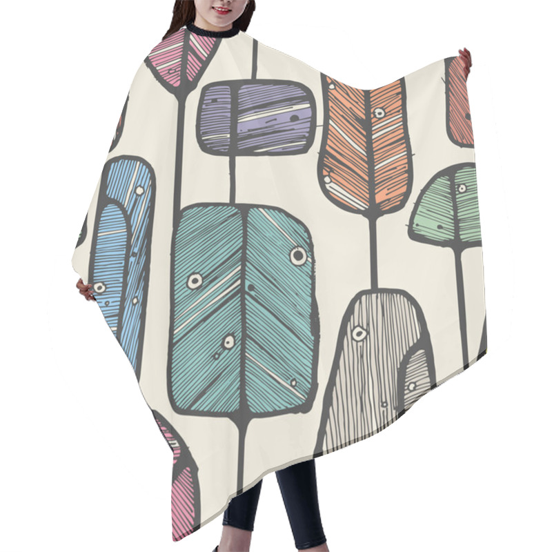 Personality  Seamless Pattern Design With Abstract Doodle Trees Hair Cutting Cape