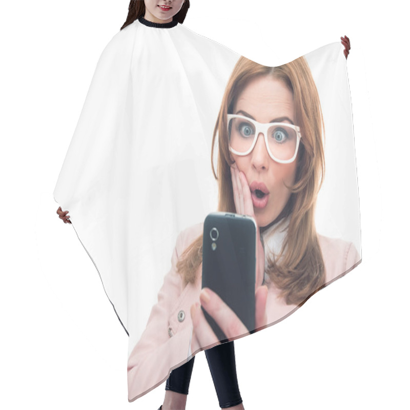 Personality  Trendy Woman On Phone Hair Cutting Cape