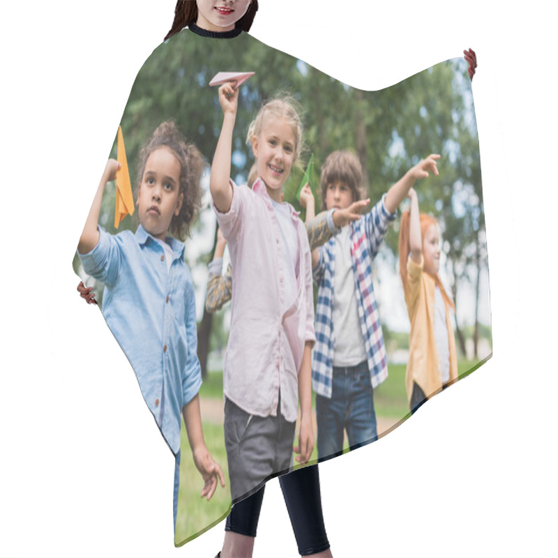 Personality  Kids Playing With Paper Planes Hair Cutting Cape