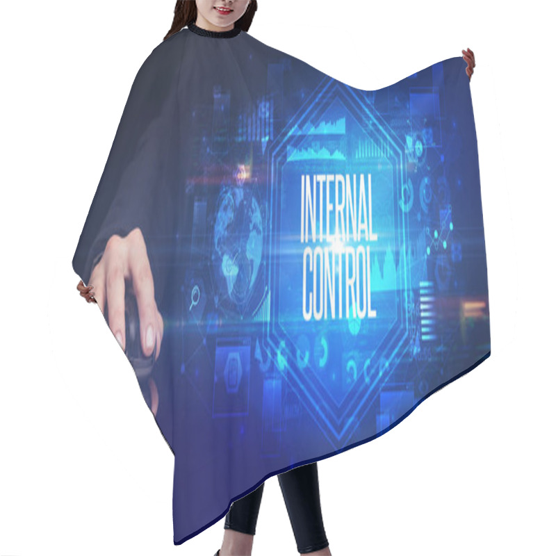 Personality  Hand Holding Wireless Peripheral, Cyber Security Concept Hair Cutting Cape