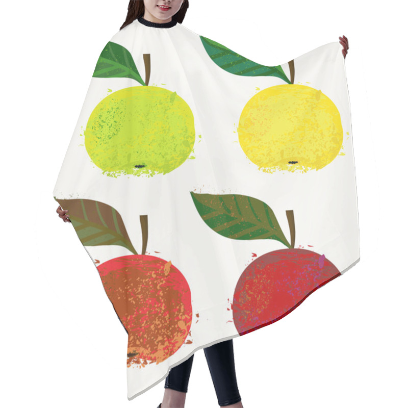 Personality  Vector Illustration Of Apple Fruits Hair Cutting Cape