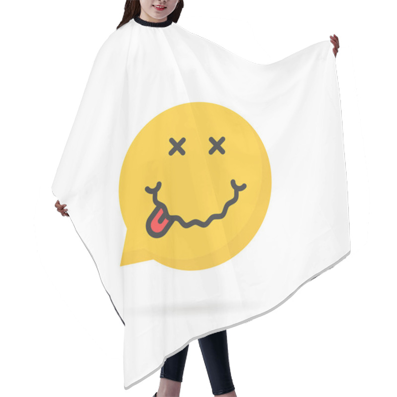 Personality  Drunk Yellow Emoji Speech Bubble Logo On White Hair Cutting Cape