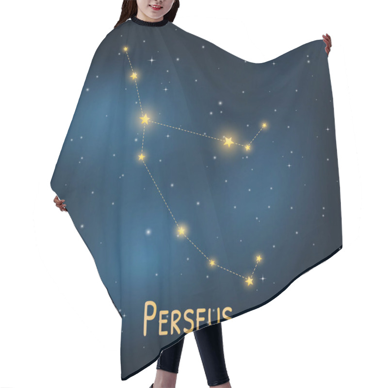 Personality  Perseus Constellation: Starry Night Sky With Cosmic Design. Hair Cutting Cape