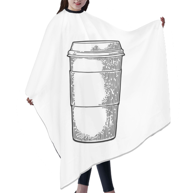 Personality  Disposable Cup Of Coffee With Cardboard Holder And Cap. Hair Cutting Cape