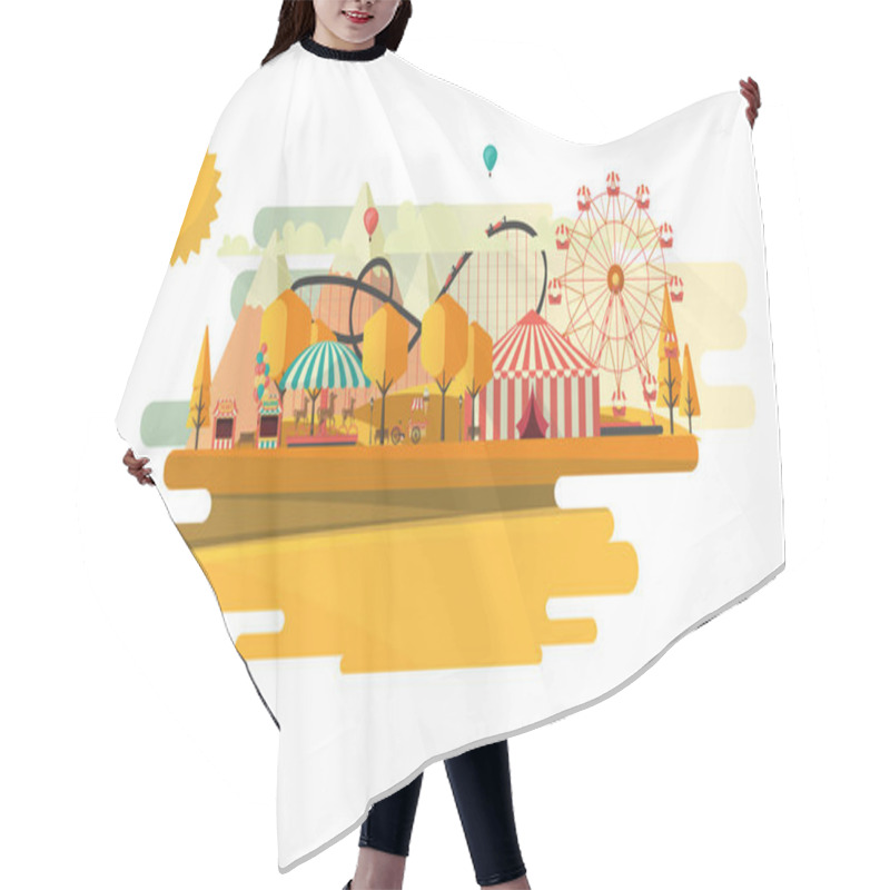 Personality  Amusement Park At Autumn Hair Cutting Cape