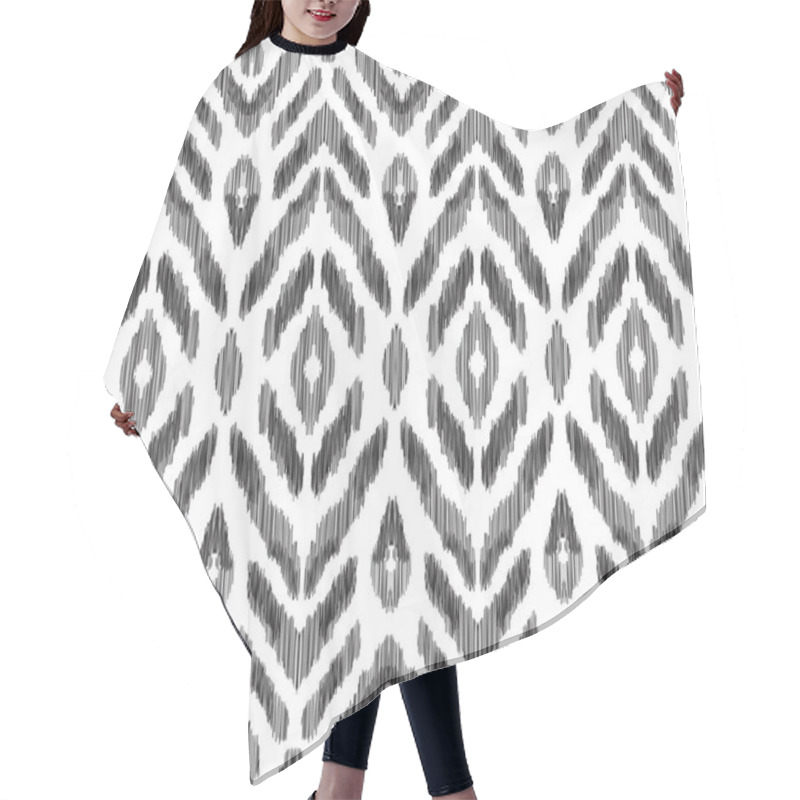 Personality  Black And White Ikat Seamless Pattern. Hair Cutting Cape