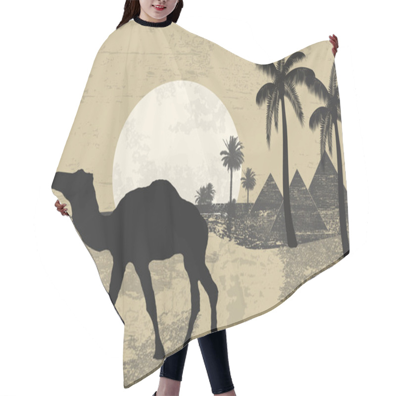 Personality  Camel And Palms On Grunge Background Hair Cutting Cape