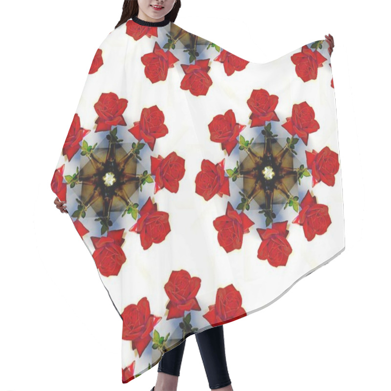 Personality  Seamless Background Of Roses In A Vase. Circular Pattern Hair Cutting Cape