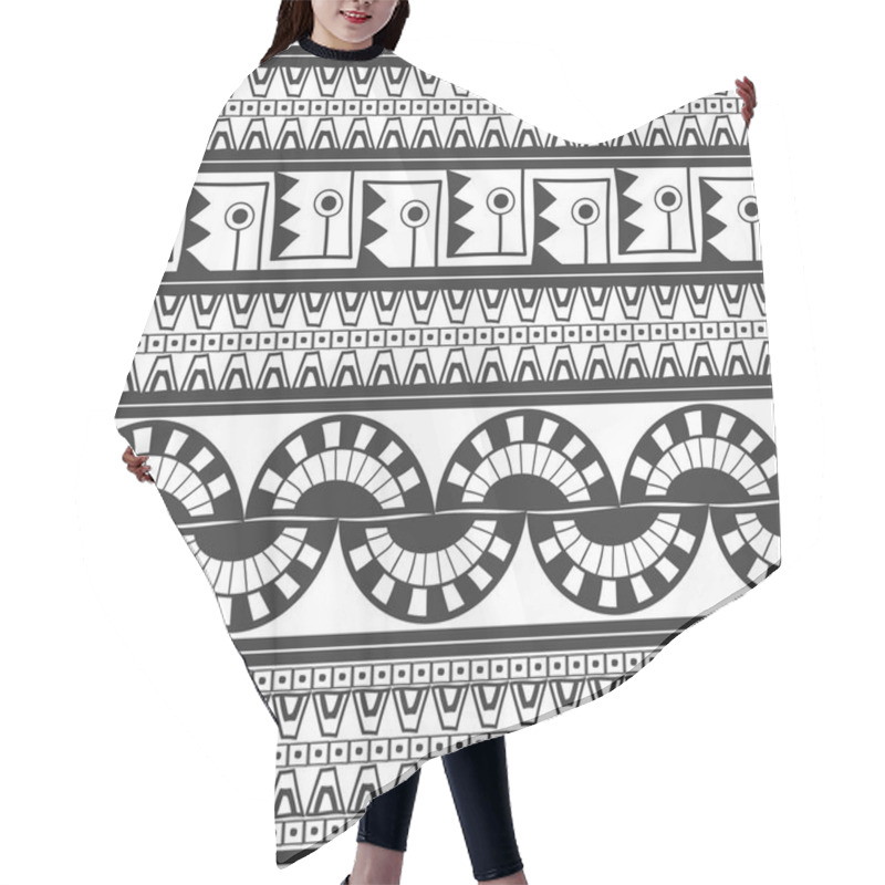 Personality  Tribal Pattern Monochrome Seamless Vector. Ethnic Black White Background Hair Cutting Cape