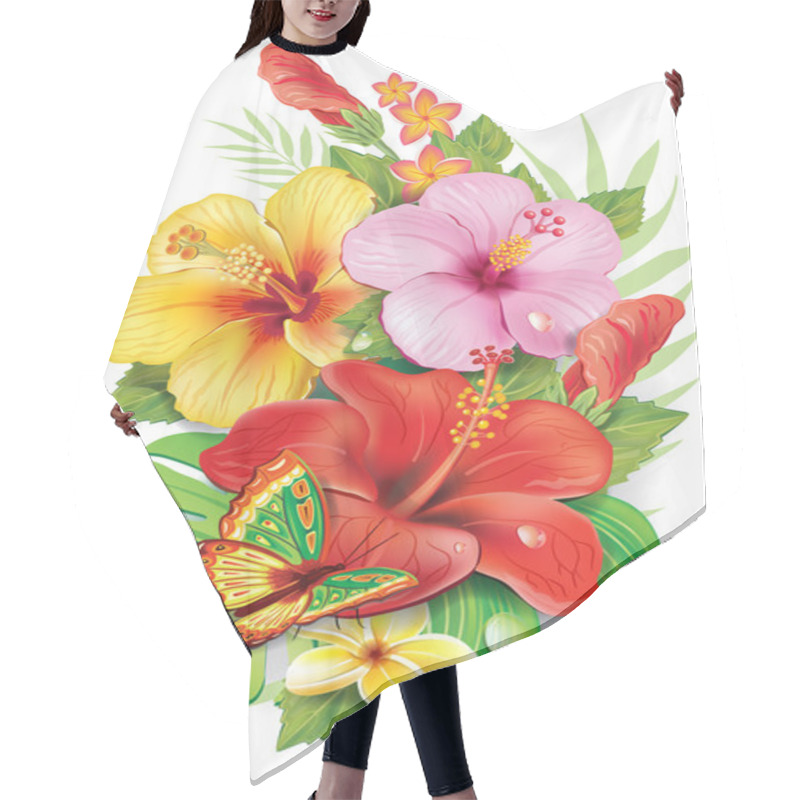 Personality  Bouquet Of Tropical Flowersv Hair Cutting Cape