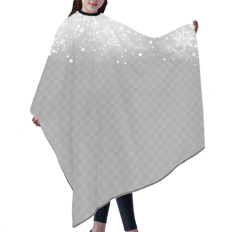 Personality  Winter Snowflakes And Snowfall On Transparent Background For Christmas And New Year. Vector Illustration Hair Cutting Cape