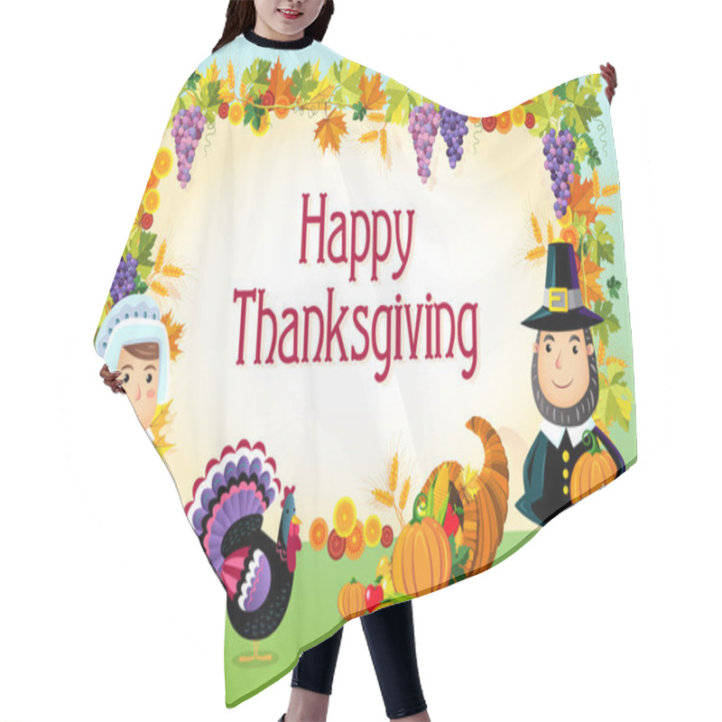 Personality  Happy Thanksgiving, Vector Background. Hair Cutting Cape