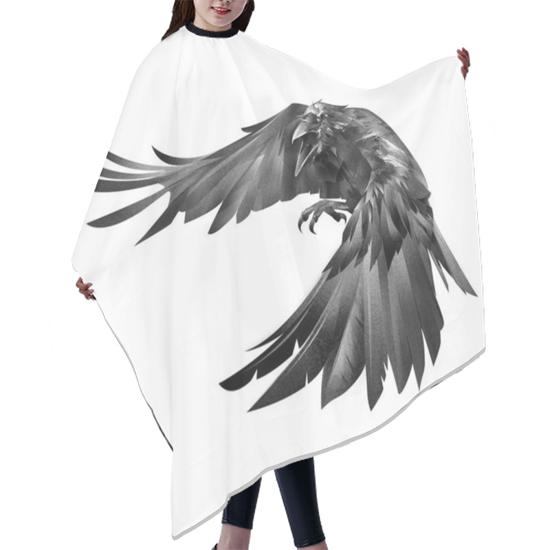 Personality  Painted Crow Attacking A Bird On A White Background Hair Cutting Cape