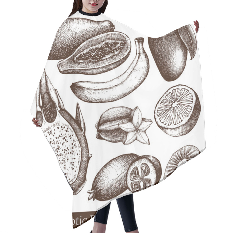 Personality  Hand Drawn Exotic Fruits Hair Cutting Cape