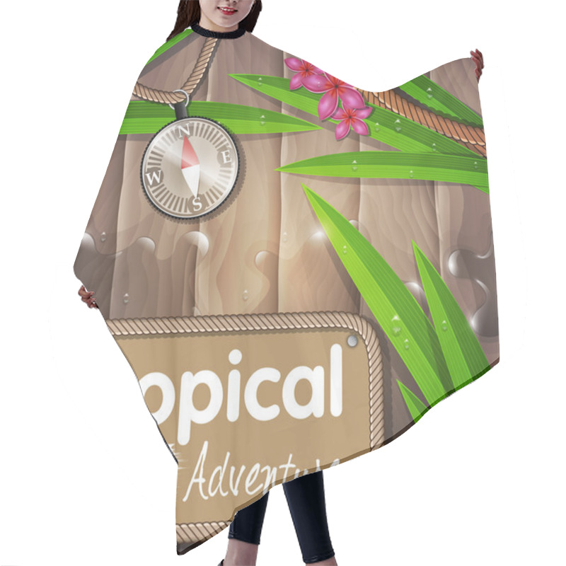 Personality  Tropical Adventure Background Illustration With Compass And Flow Hair Cutting Cape