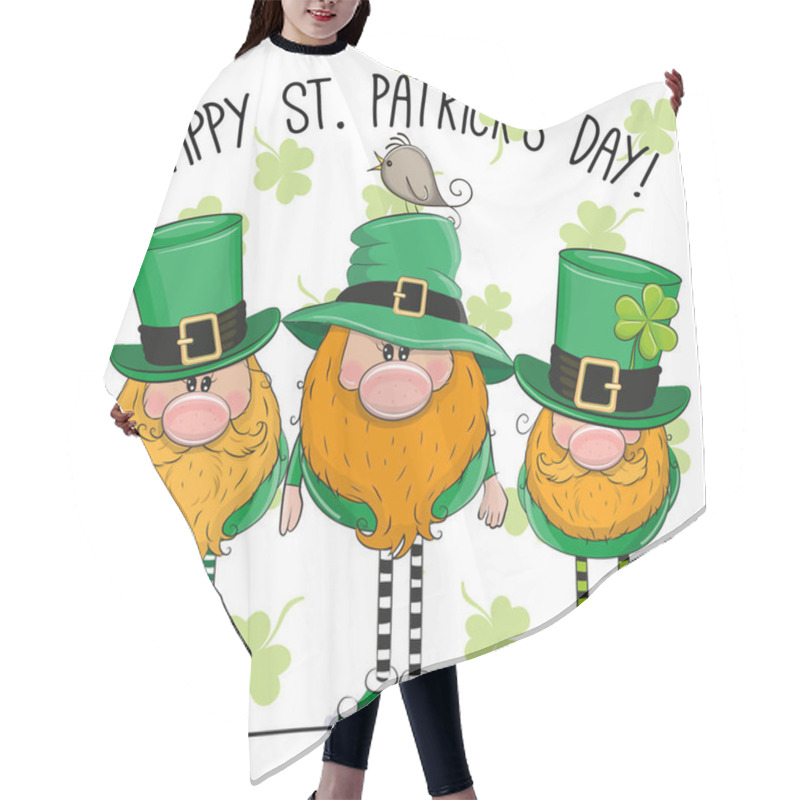 Personality  St Patricks Greeting Card With Three Leprechauns Hair Cutting Cape