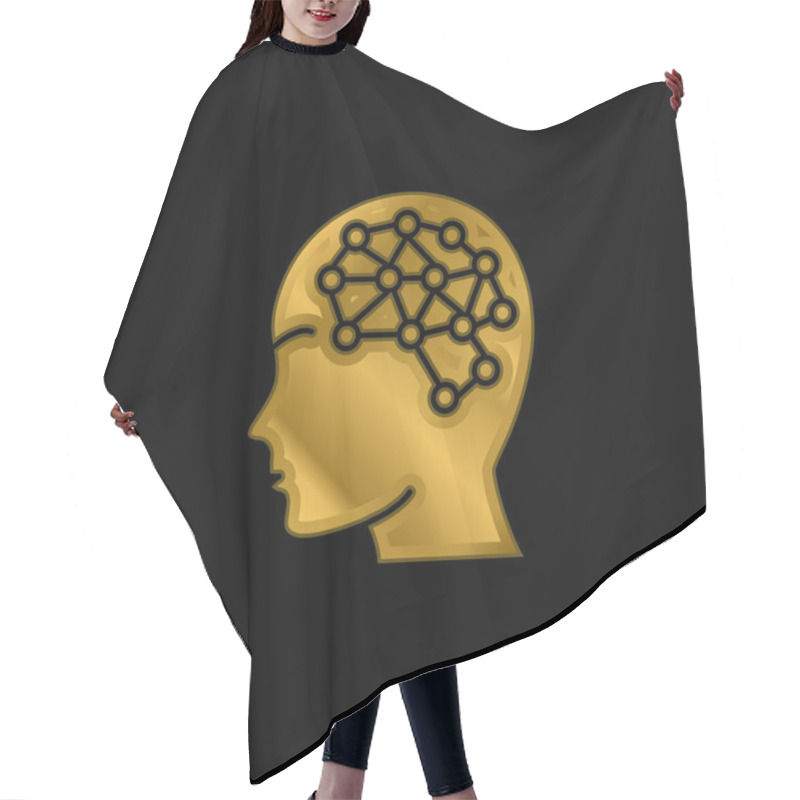 Personality  Artificial Intelligence Gold Plated Metalic Icon Or Logo Vector Hair Cutting Cape