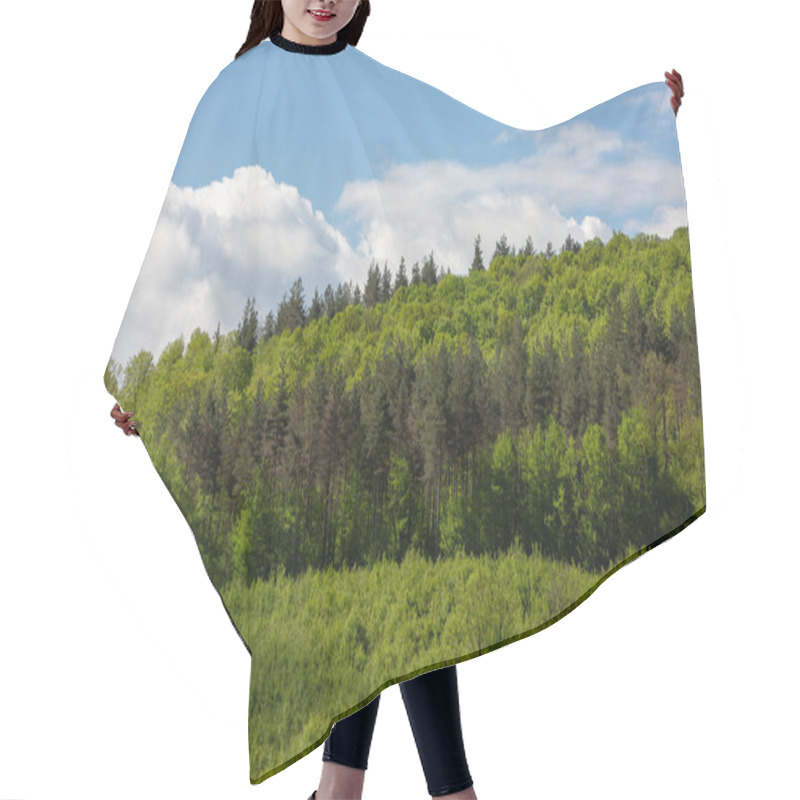 Personality  Scenic Green Rolling Hills Against The Blue Sky With Clouds. Hair Cutting Cape