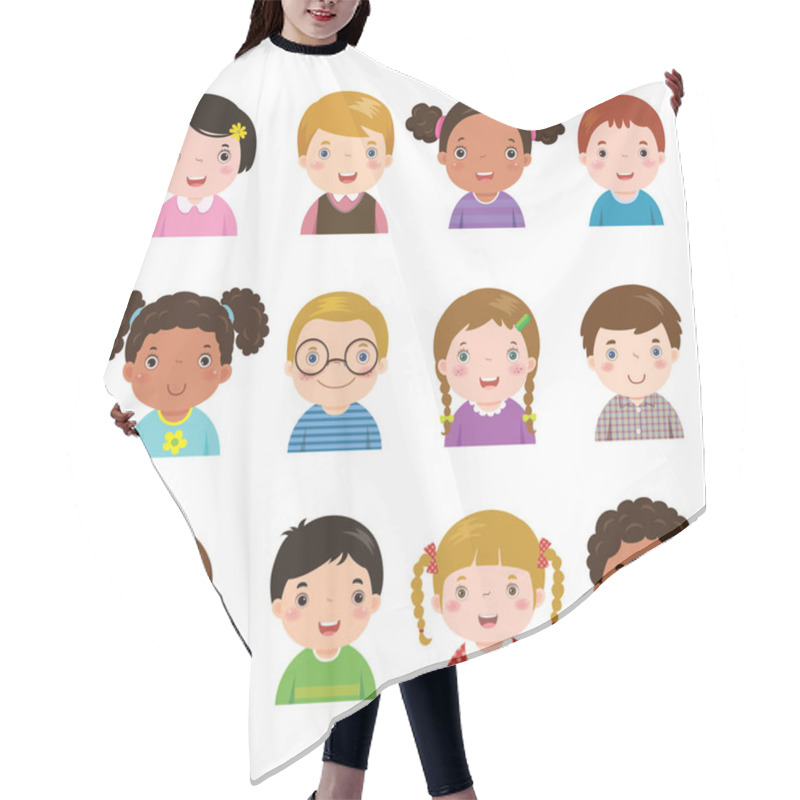 Personality  Set Of Different Avatars Of Boys And Girls Hair Cutting Cape