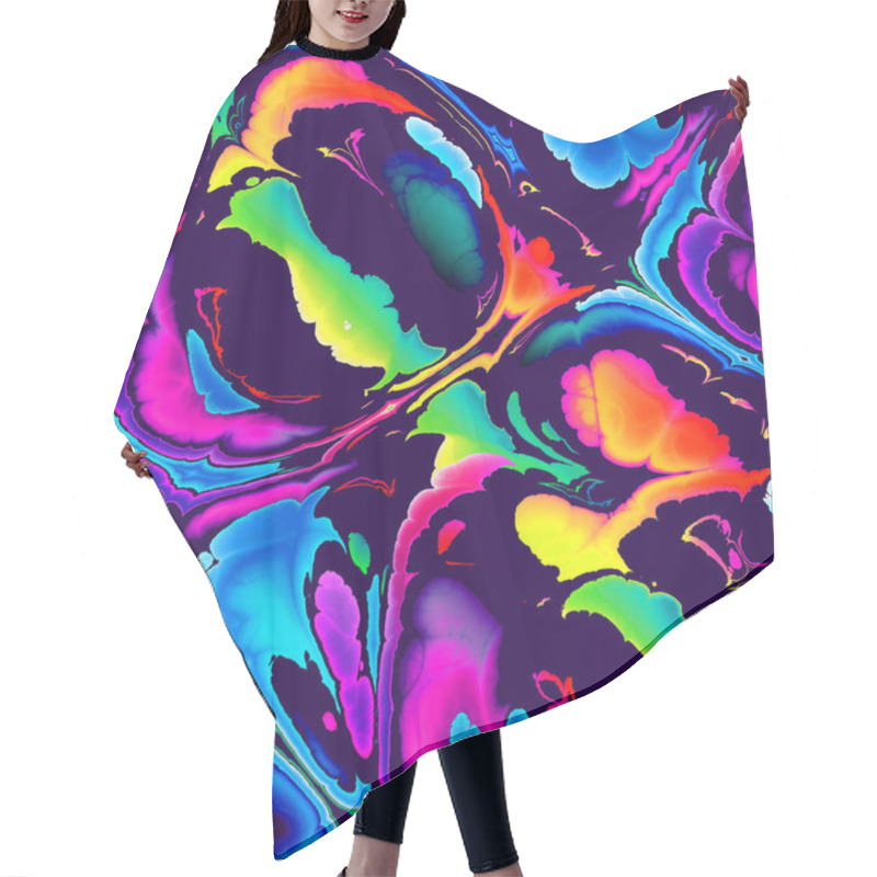 Personality  Vivid Vibrant Blob Shapes Glitch Seamless Pattern Hair Cutting Cape