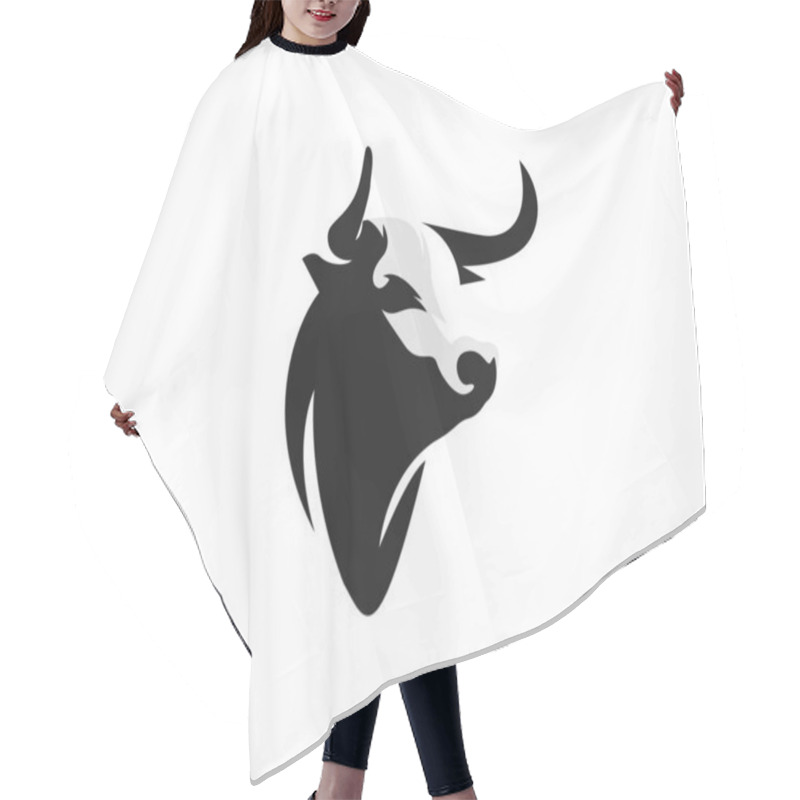 Personality  Drawing Art Black Elegant Head Bull Cow Ox Buffalo Logo Design Illustration Hair Cutting Cape