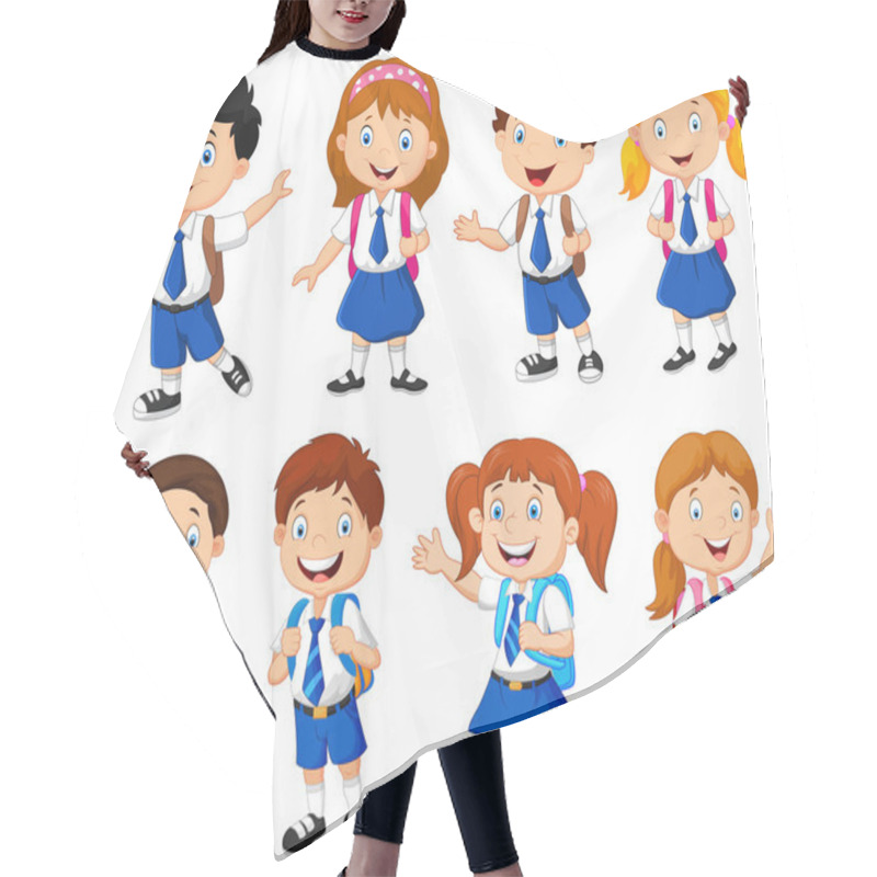 Personality  Illustration Of School Children Cartoon Hair Cutting Cape